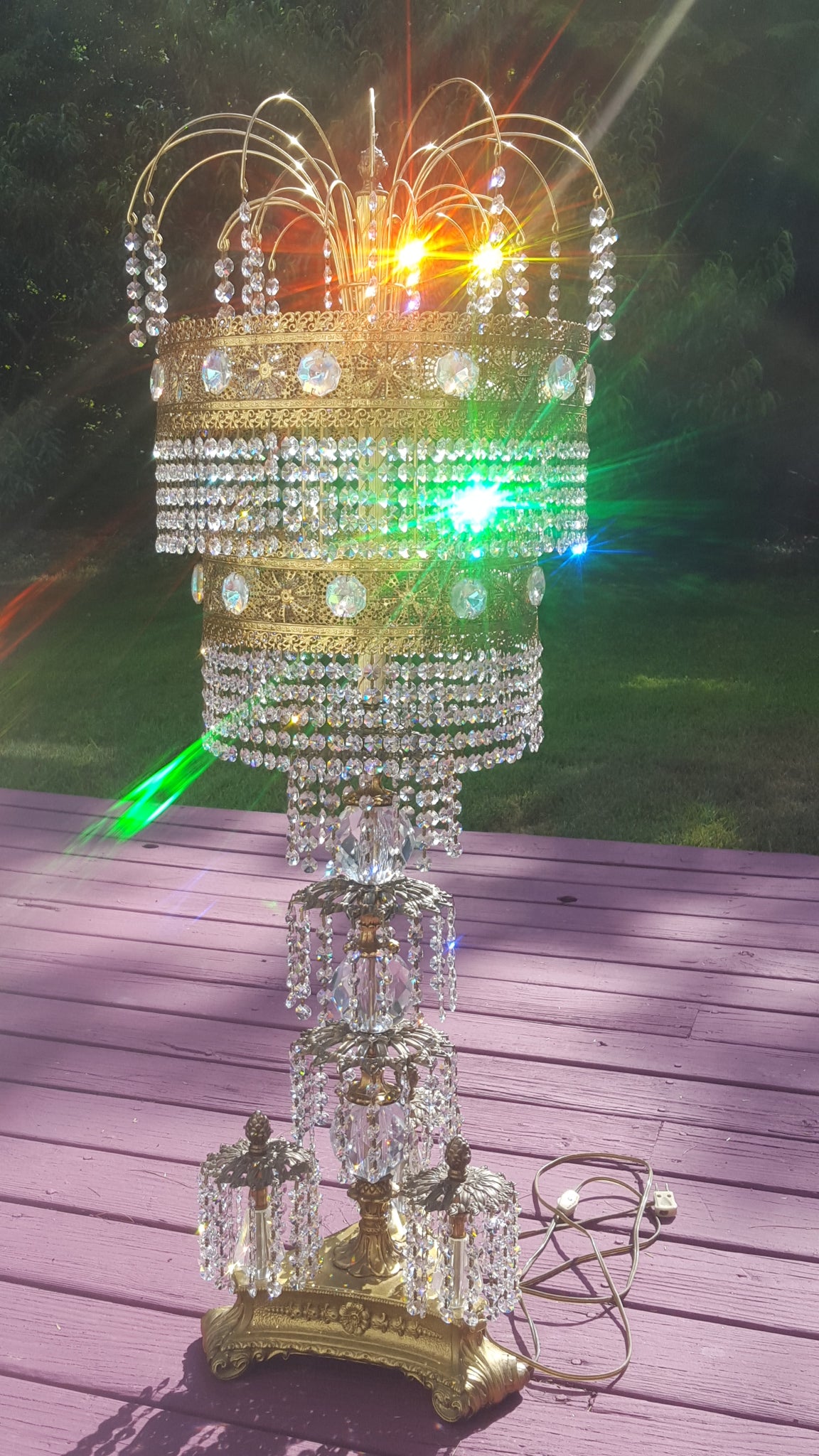 Hollywood Regency Crystal Table Lamp