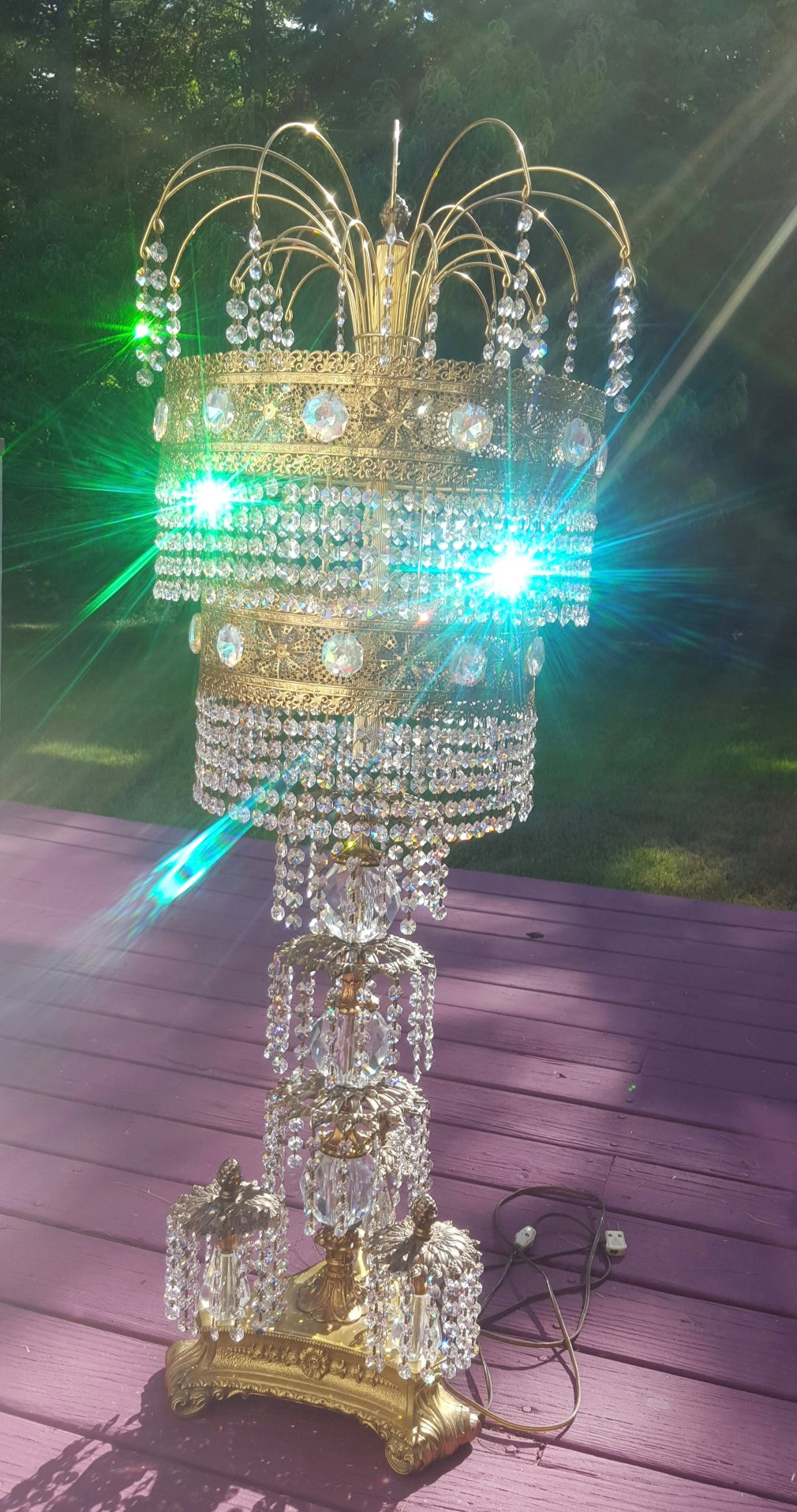Hollywood Regency Crystal Table Lamp