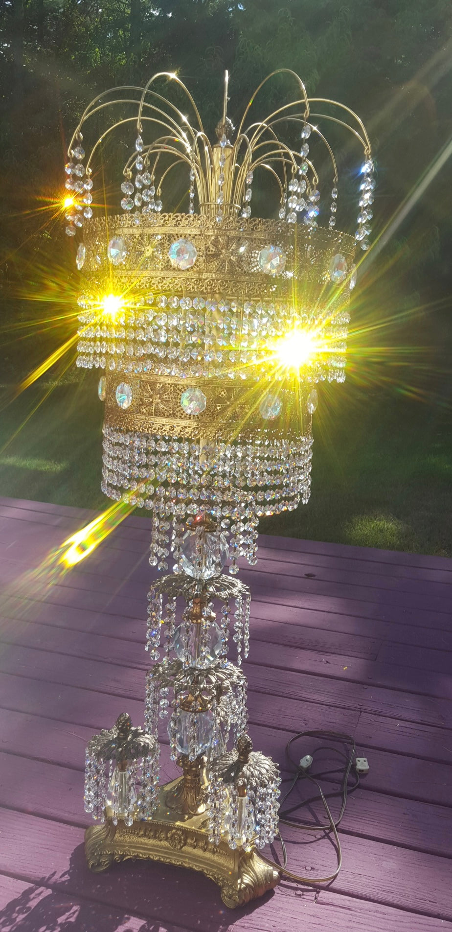 Hollywood Regency Crystal Table Lamp