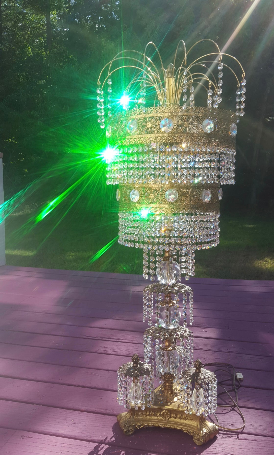 Hollywood Regency Crystal Table Lamp