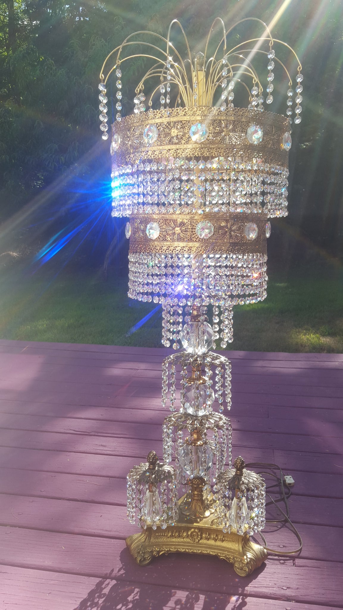 Hollywood Regency Crystal Table Lamp