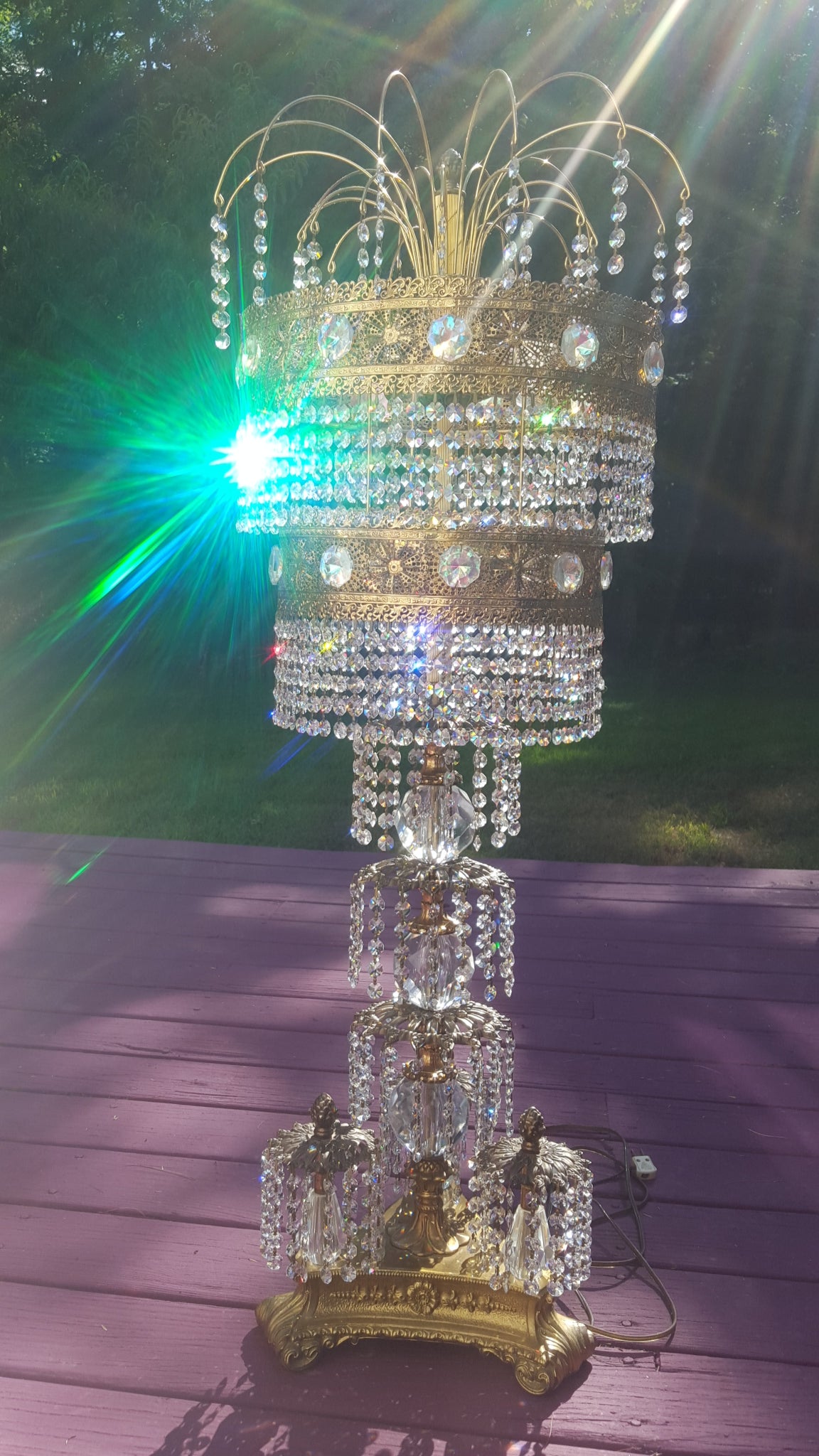 Hollywood Regency Crystal Table Lamp