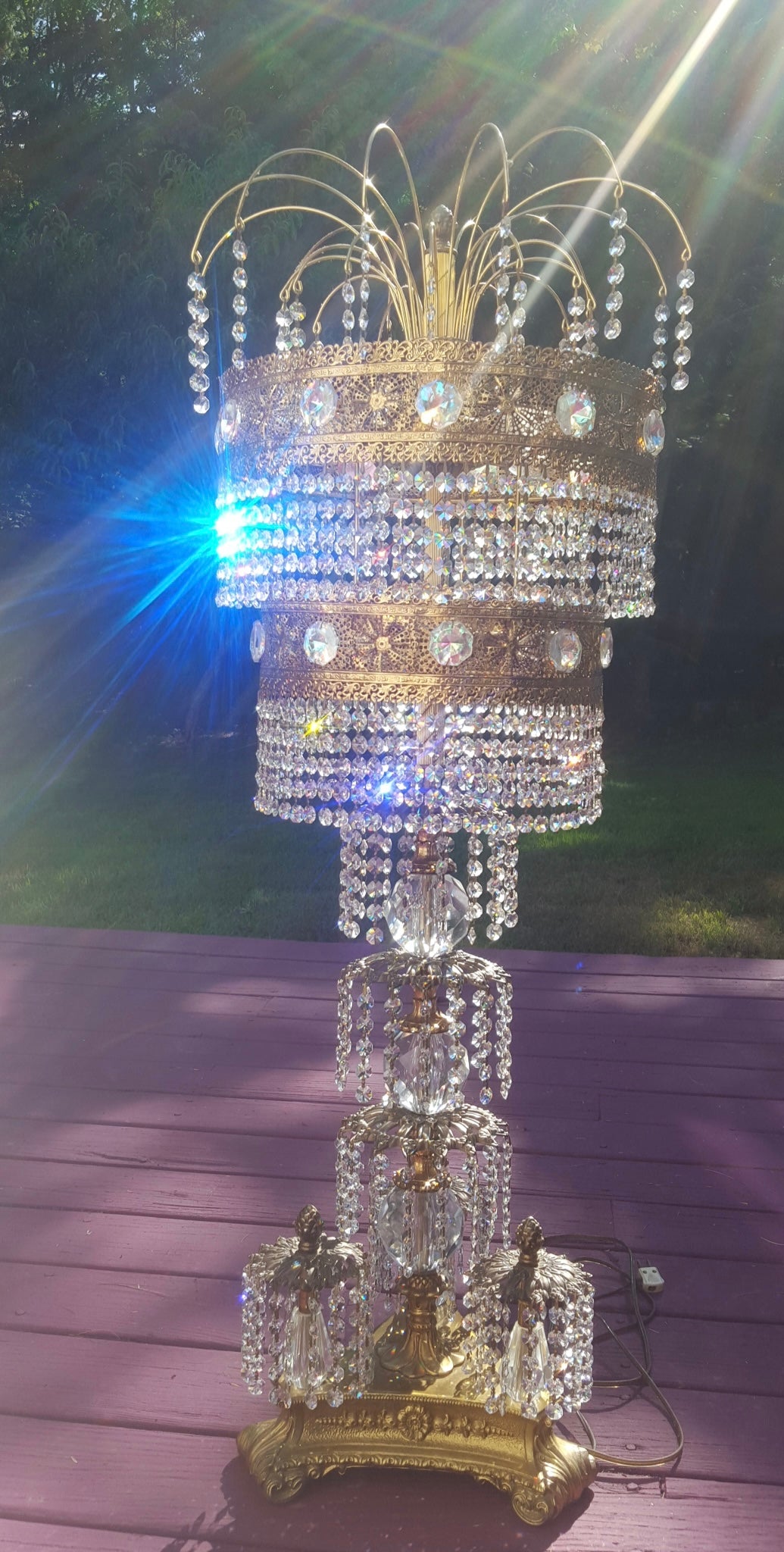 Hollywood Regency Crystal Table Lamp
