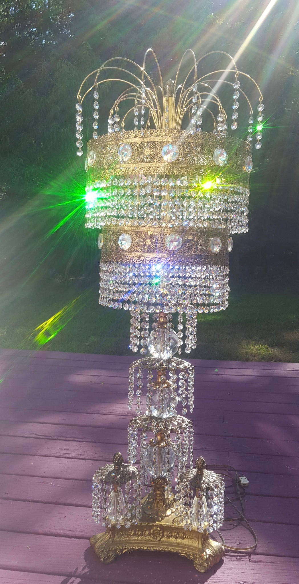Hollywood Regency Crystal Table Lamp