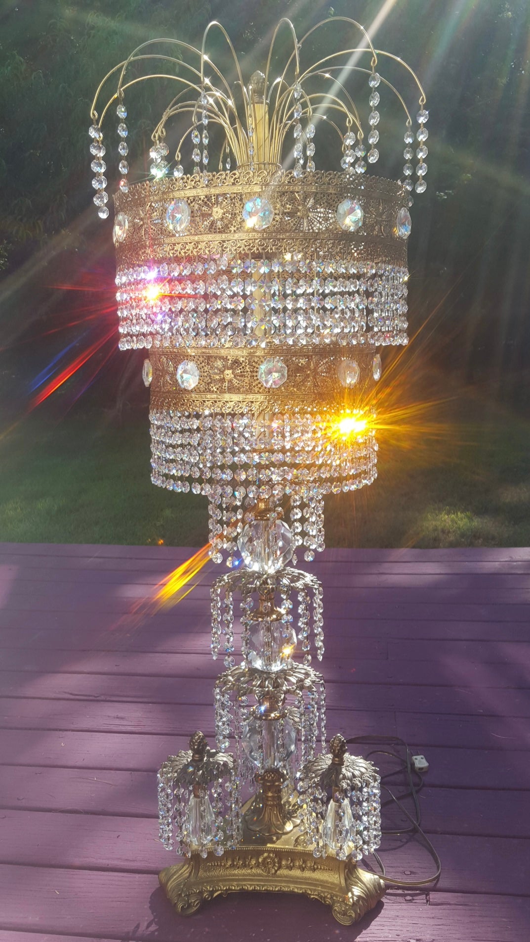 Hollywood Regency Crystal Table Lamp