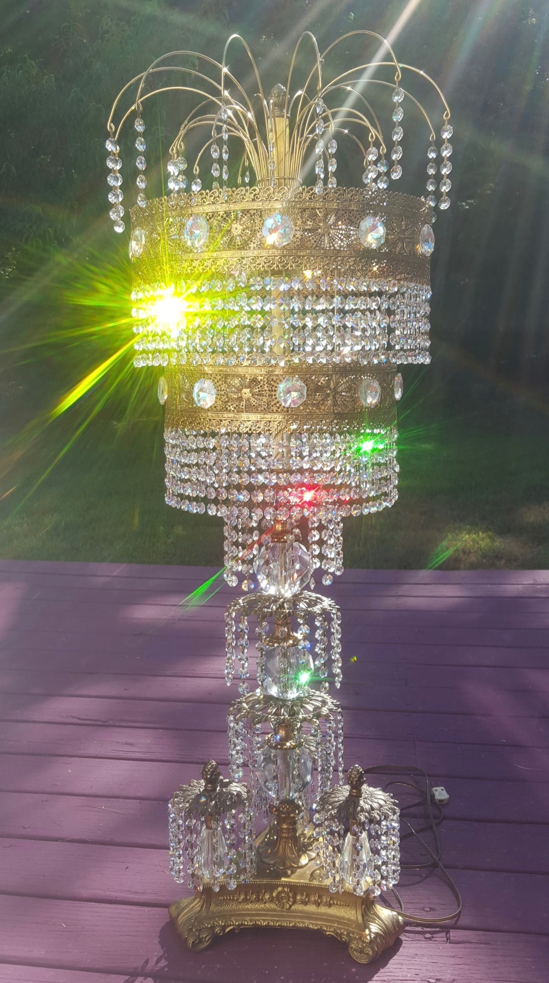Hollywood Regency Crystal Table Lamp