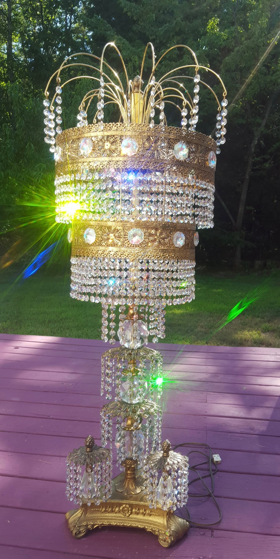 Hollywood Regency Crystal Table Lamp
