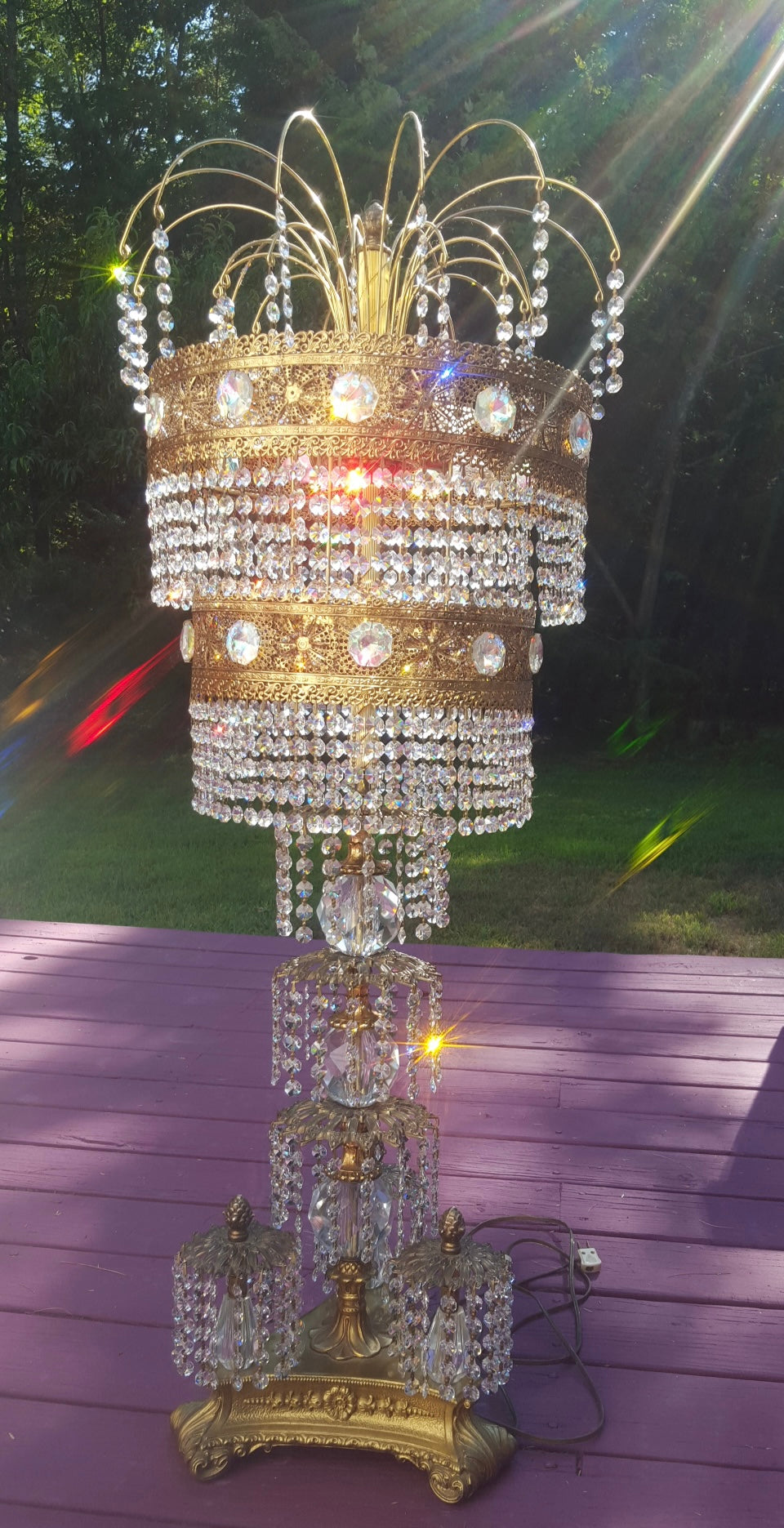 Hollywood Regency Crystal Table Lamp