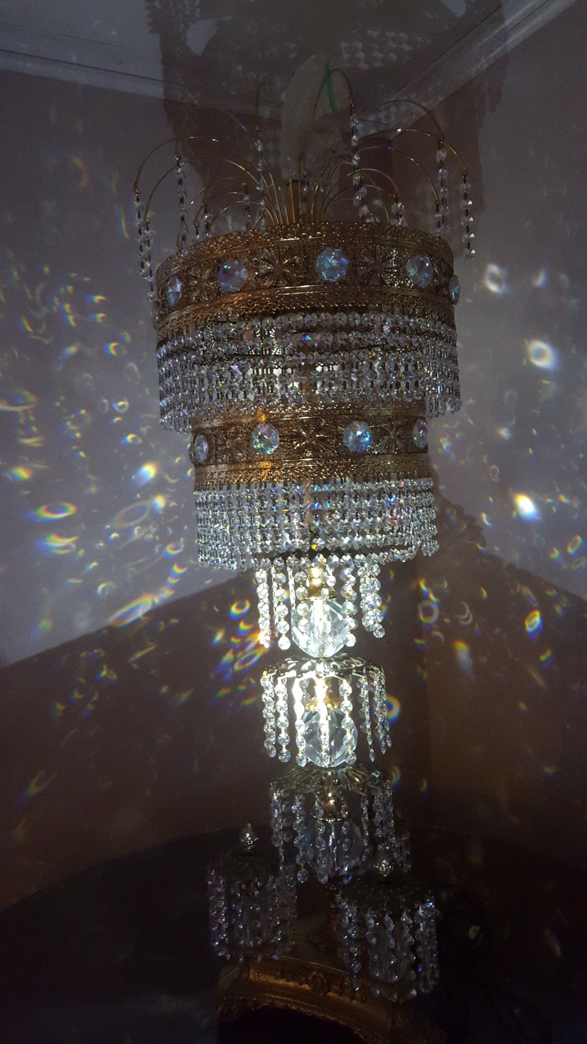 Hollywood Regency Crystal Table Lamp