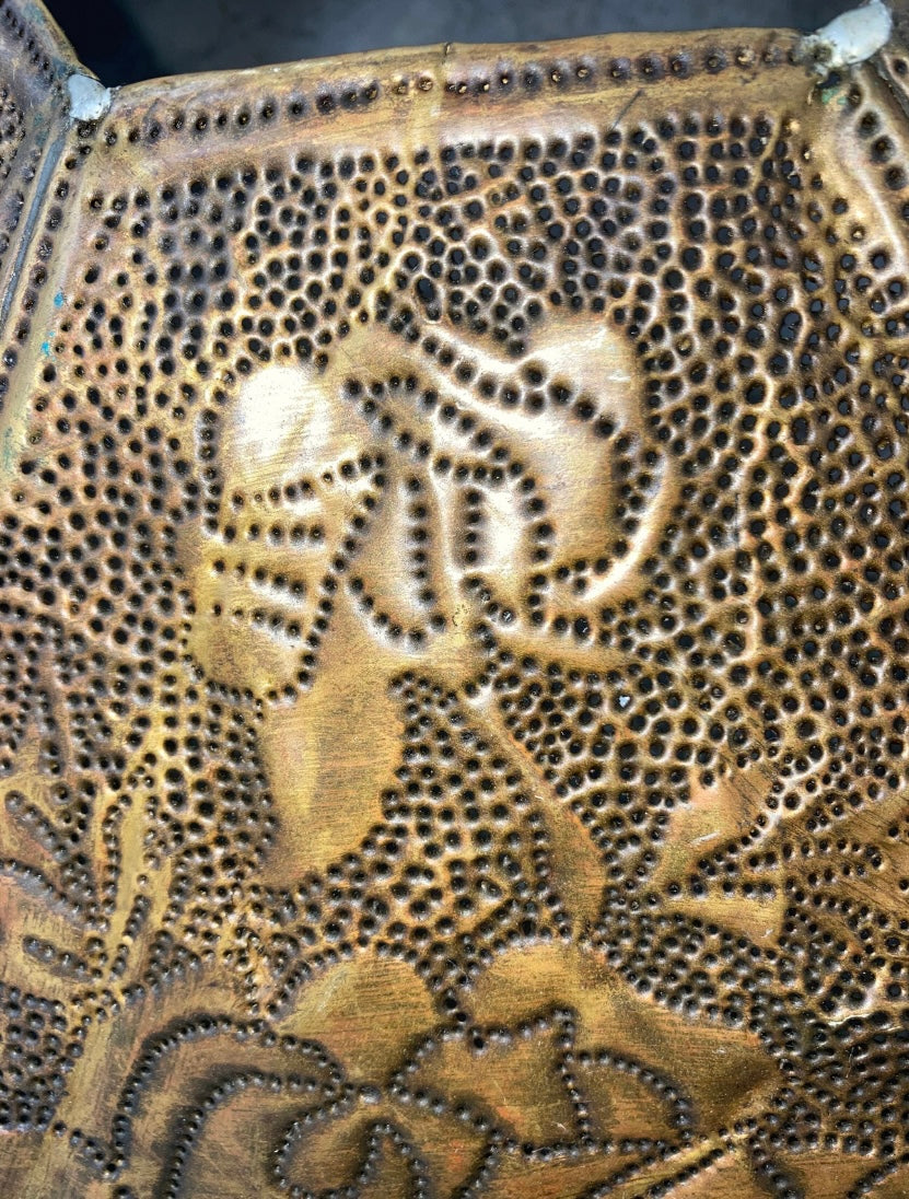One Of A Kind WWI Custom Made And Signed Military Brass Punched/Pierced Lampshade