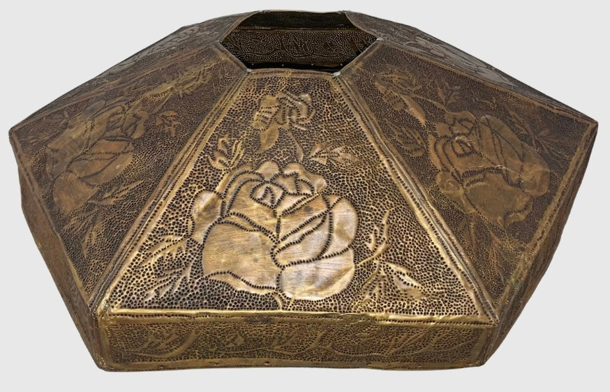 One Of A Kind WWI Custom Made And Signed Military Brass Punched/Pierced Lampshade