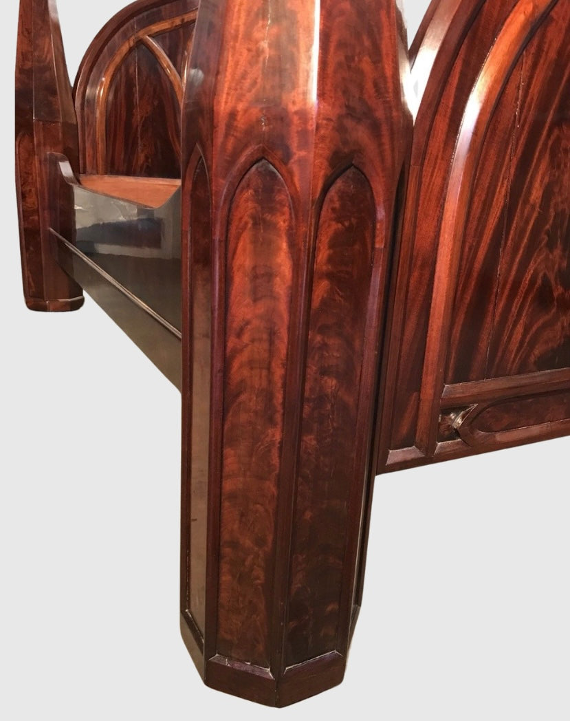 American Gothic Flame Mahogany Bed circa 1840
