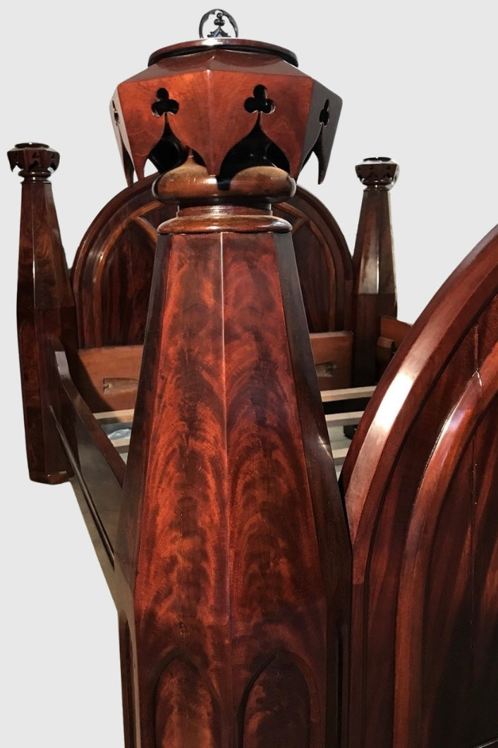 American Gothic Flame Mahogany Bed circa 1840