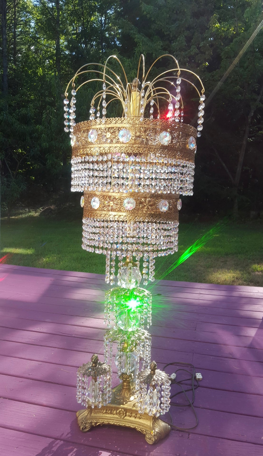 Hollywood Regency Crystal Table Lamp